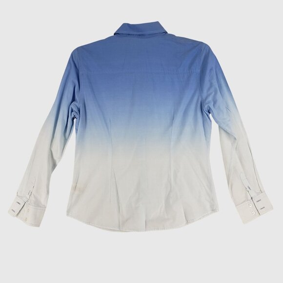 ST. Johns Bay Womens Gradient Blue To White Button-Up Long Sleeve Shirt Petite L - Picture 2 of 11